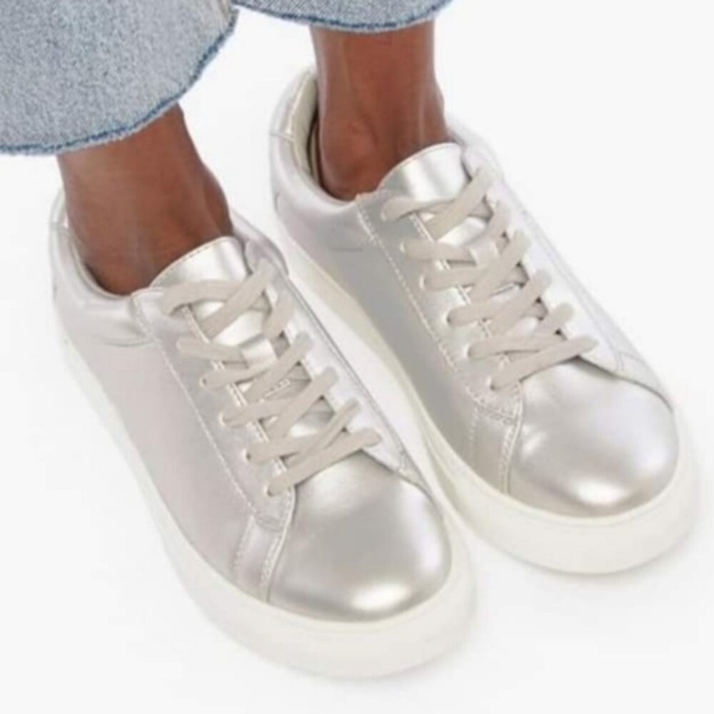 Silver and white sneakers ~ Size 8